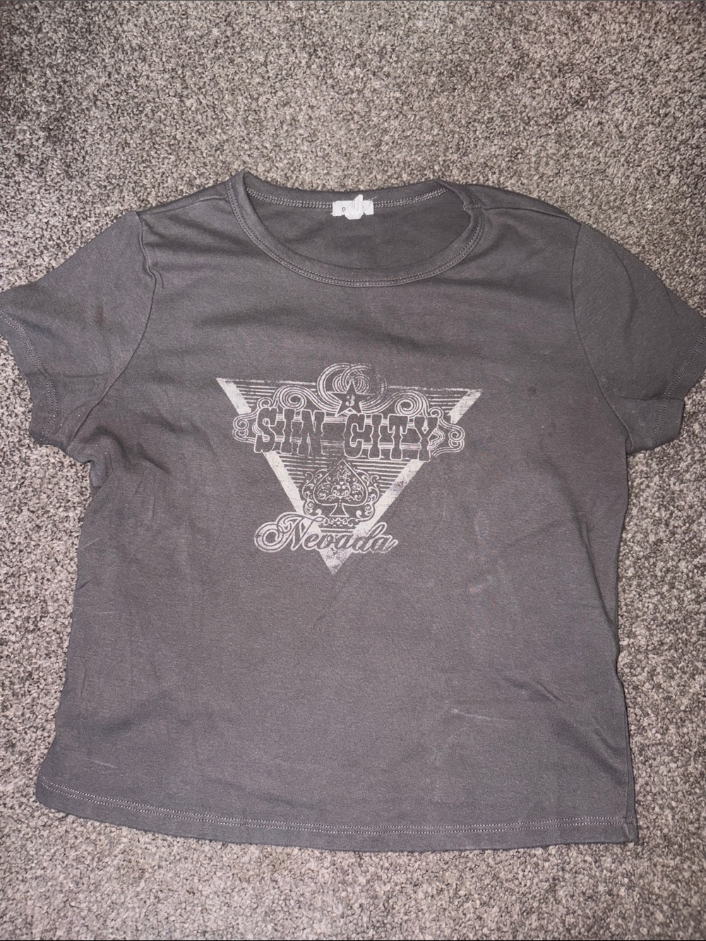 Garage Black Short Sleeve baby Tee with Silver Sin City Nevada Graphic